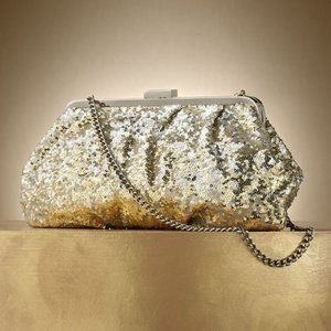 Jennifer Lopez Gold Sequin Clutch with Chain
